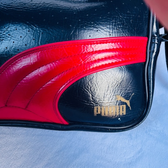 Puma Vintage Y2K Dark Blue Vinyl Crossbody Handbag Unisex 6”/9” - Picture 4 of 10